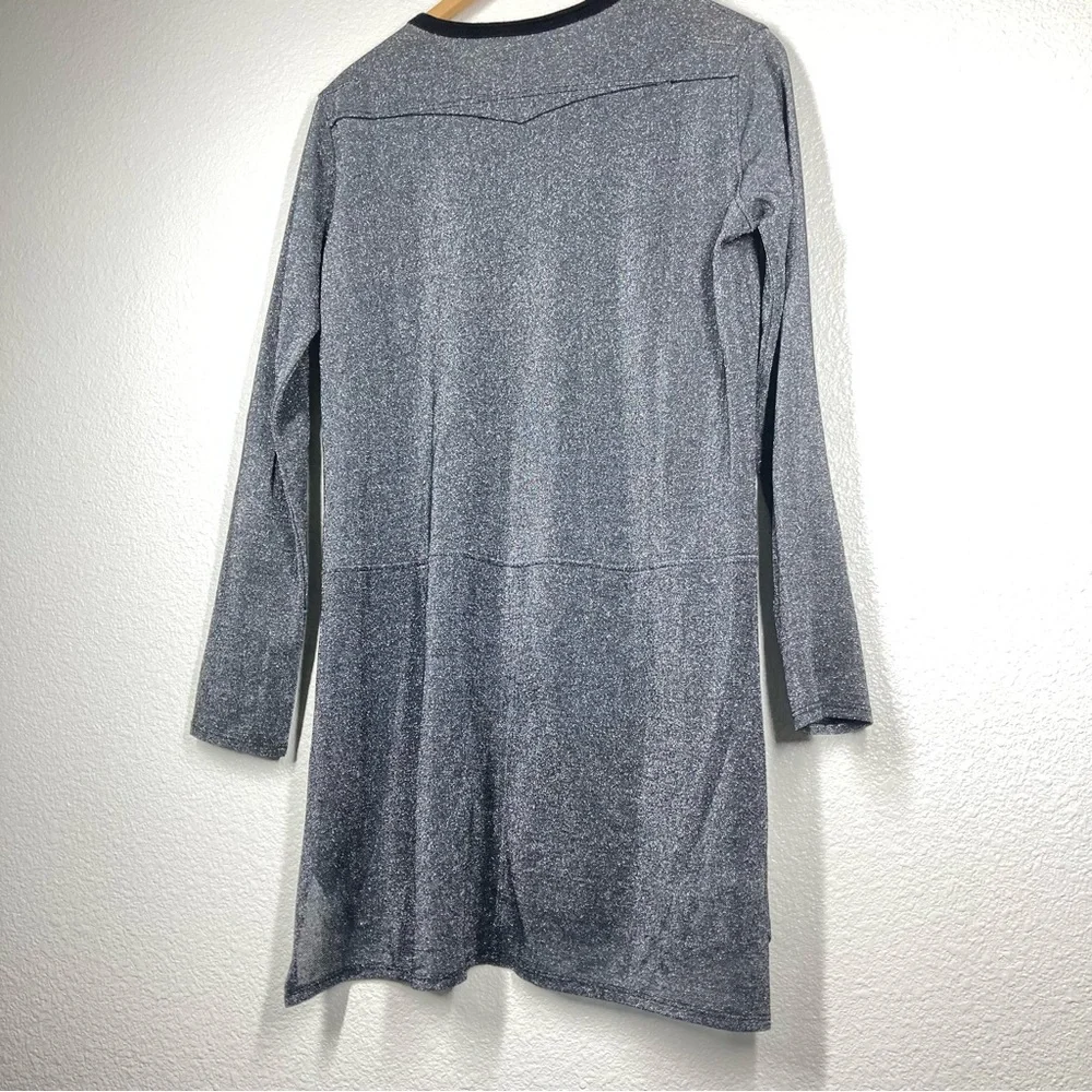 Zadig & Voltaire Metallic Dress Small Crew Neck Long Sleeves Silver Black - Picture 7 of 16